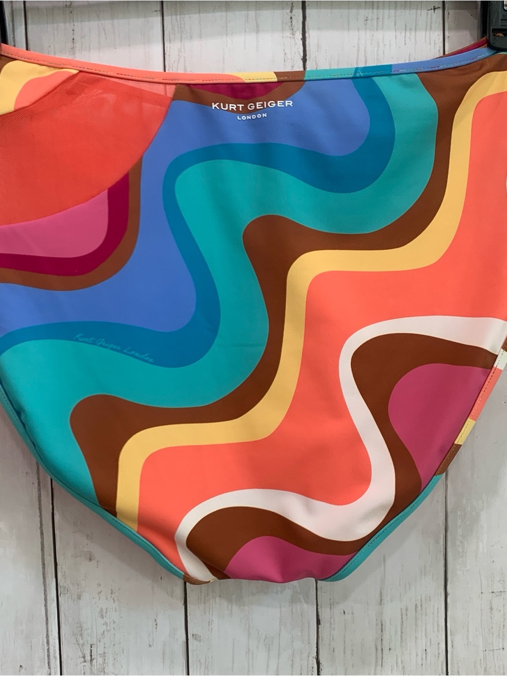 Kurt Geiger Kensington Cut Out Briefs Bikini Bottom Large Psychedelic High Waist - Picture 10 of 16
